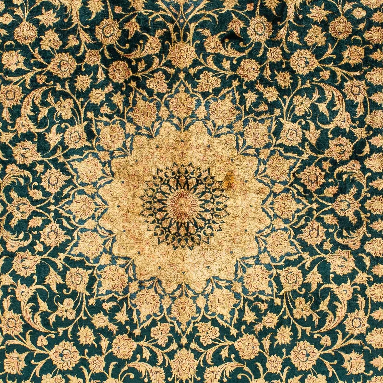 Alfombra de seda - Ghom Seda - Prima - 216 x 132 cm - azul oscuro