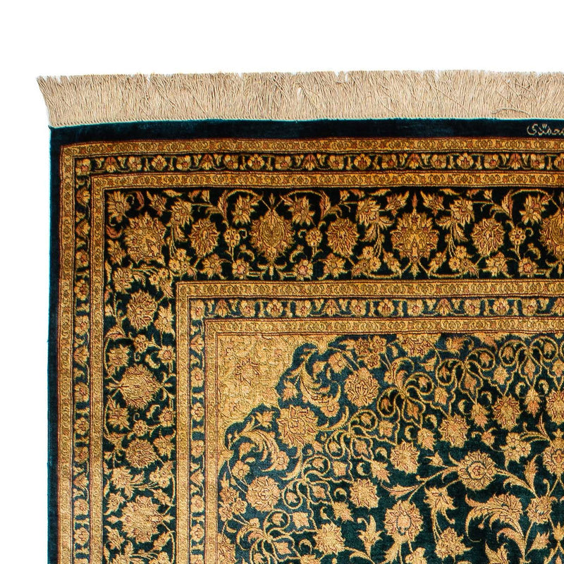Alfombra de seda - Ghom Seda - Prima - 216 x 132 cm - azul oscuro