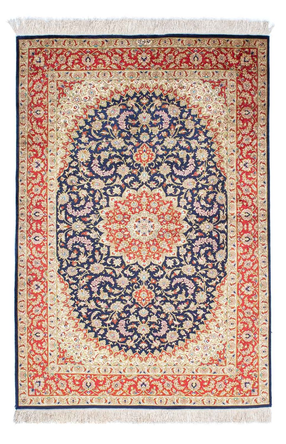 Alfombra persa - Ghom - 153 x 100 cm - azul oscuro
