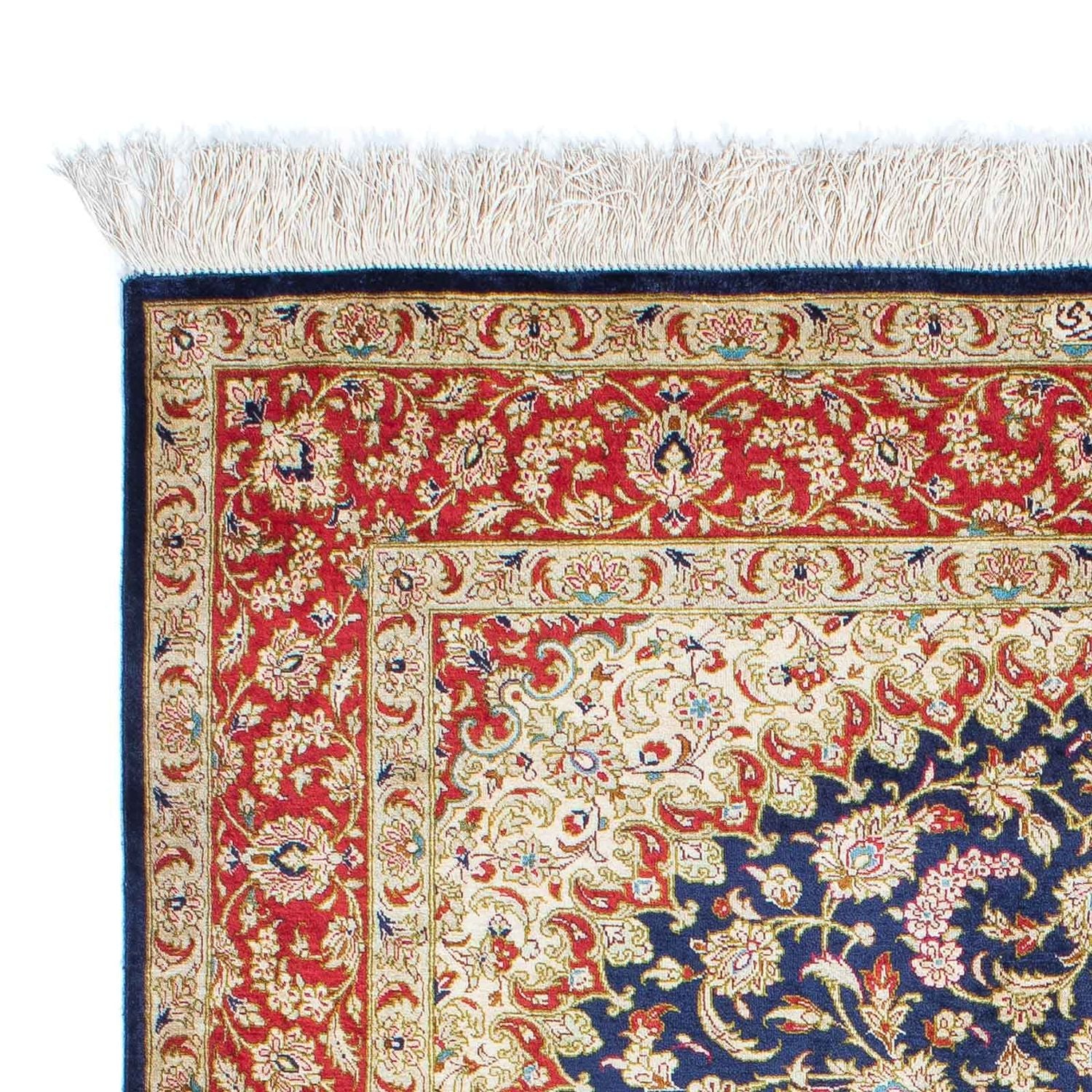 Alfombra persa - Ghom - 153 x 100 cm - azul oscuro