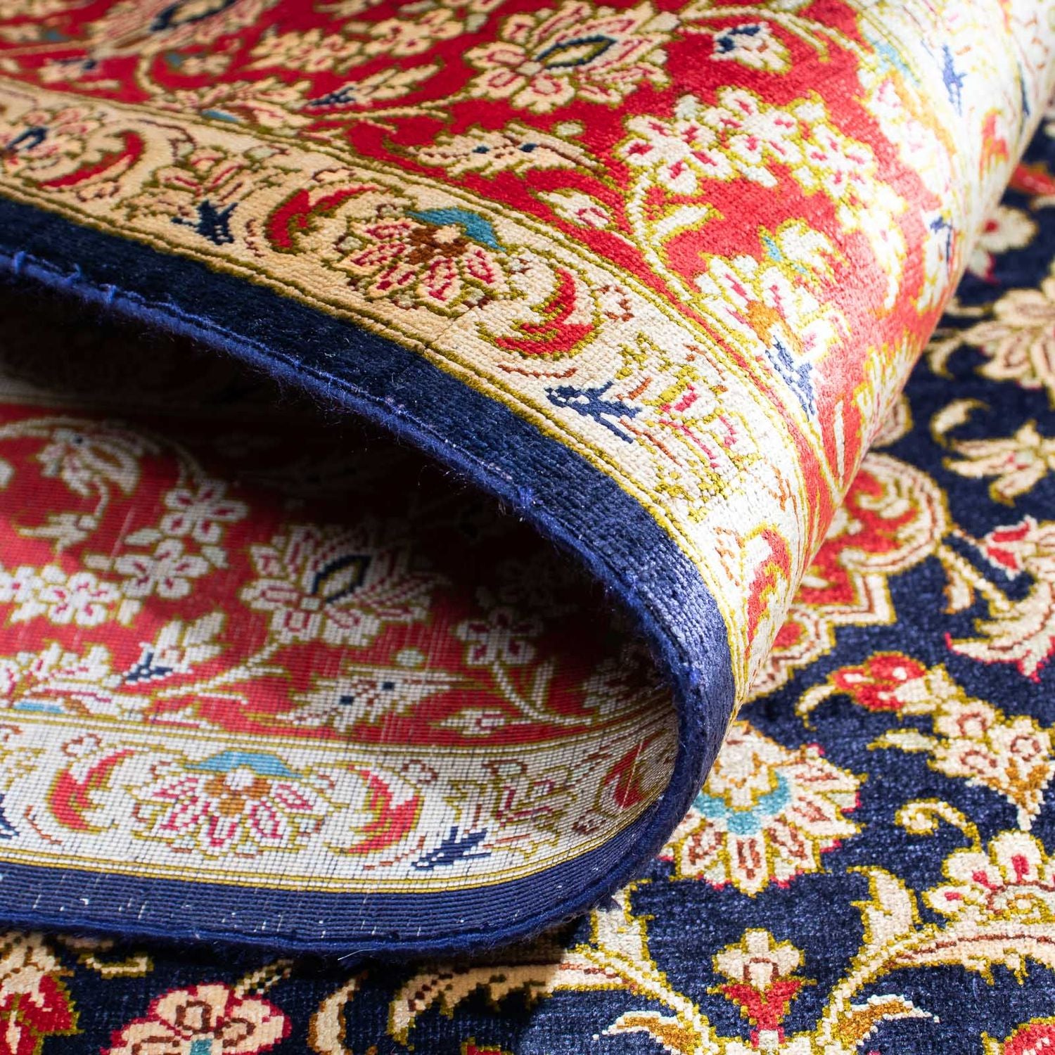 Alfombra persa - Ghom - 153 x 100 cm - azul oscuro