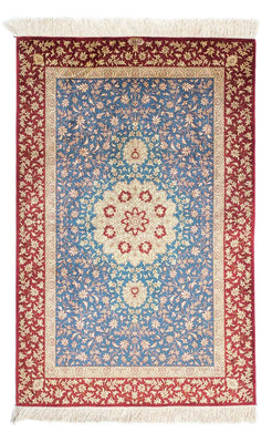 Alfombra persa - Ghom - 123 x 78 cm - azul claro