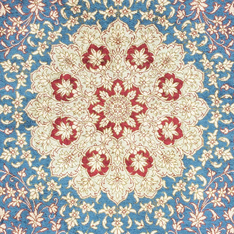 Alfombra persa - Ghom - 123 x 78 cm - azul claro