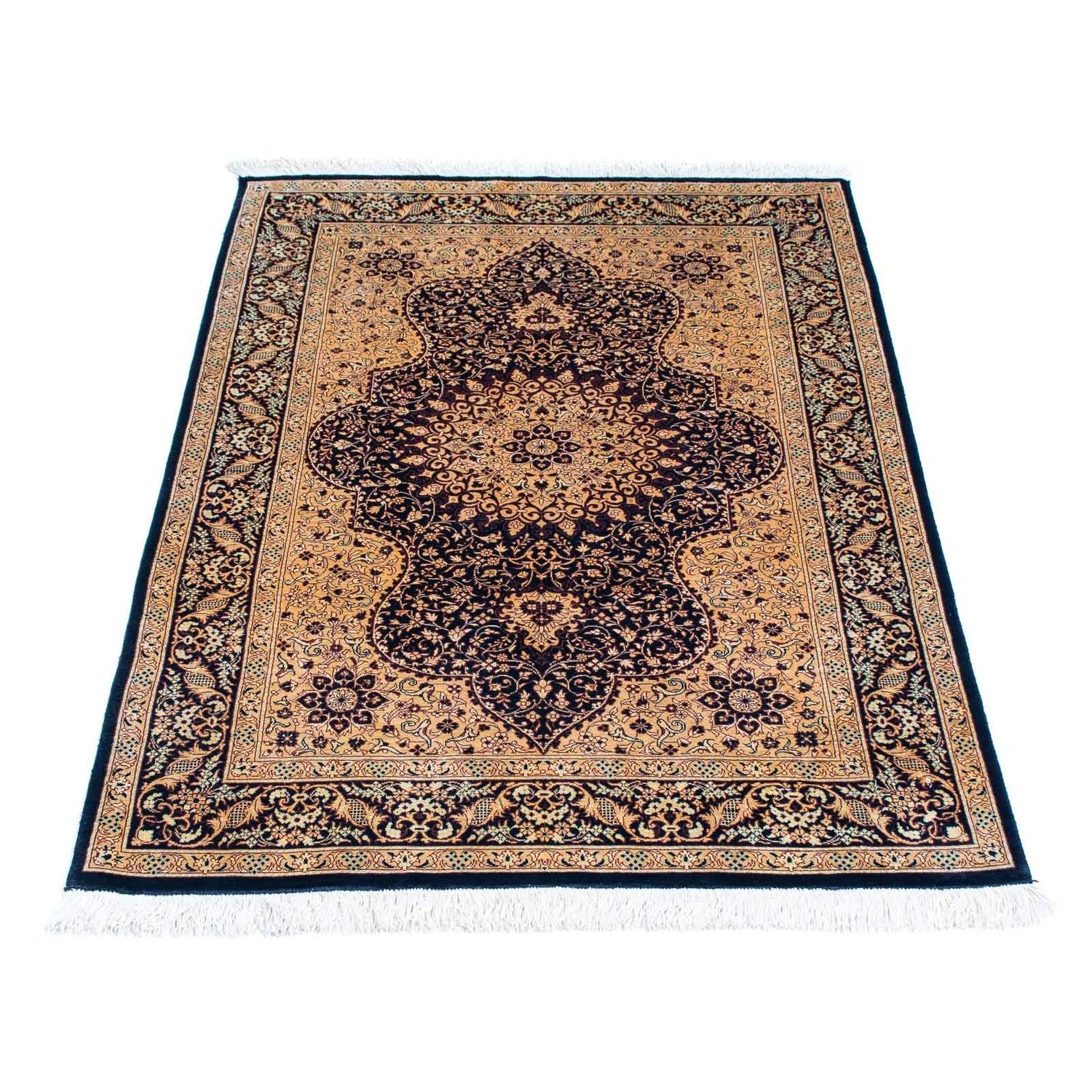 Alfombra persa - Ghom - 120 x 76 cm - marrón claro