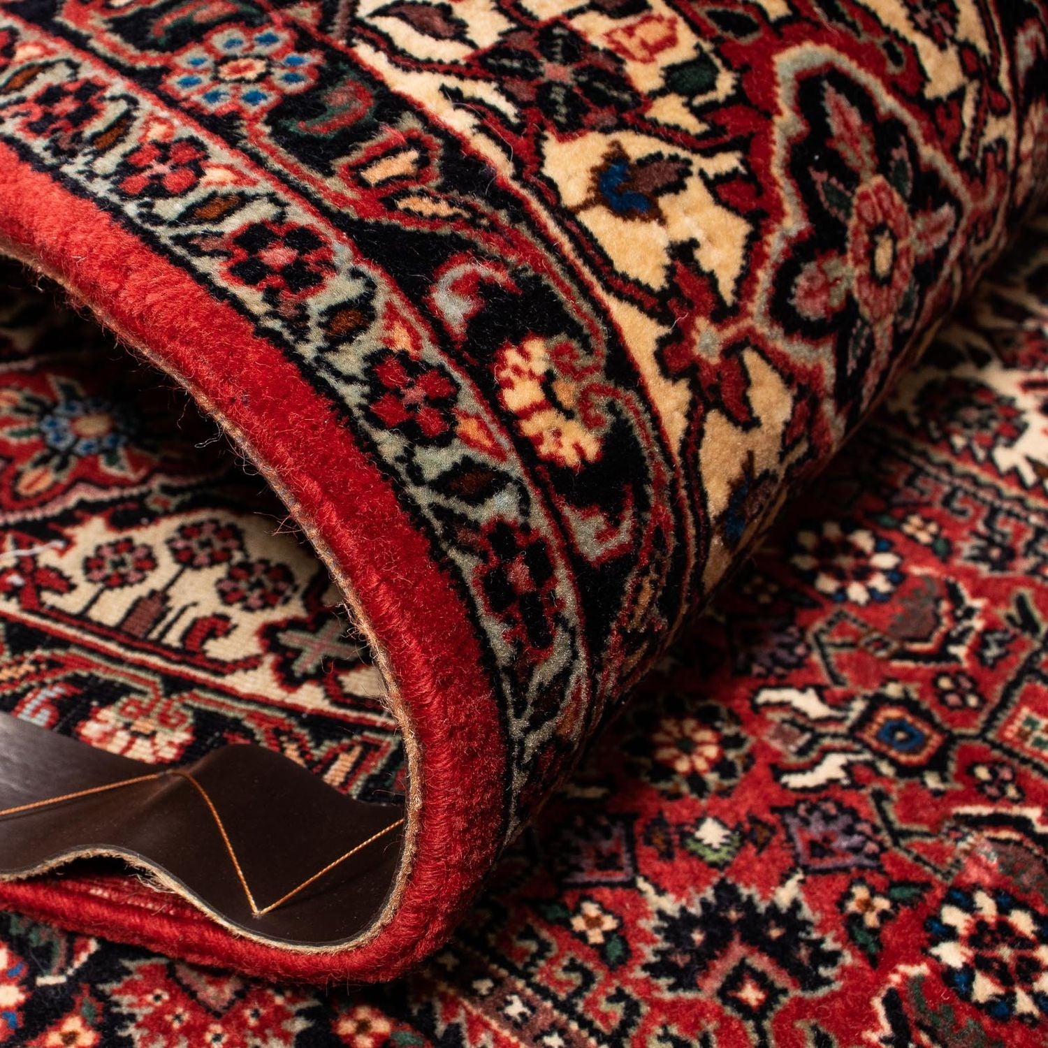 Alfombra persa - Bidjar - 248 x 200 cm - rojo oscuro