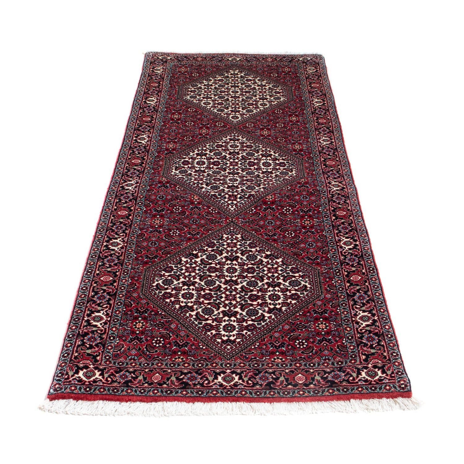 Alfombra de pasillo Alfombra persa - Bidjar - 205 x 74 cm - rojo oscuro