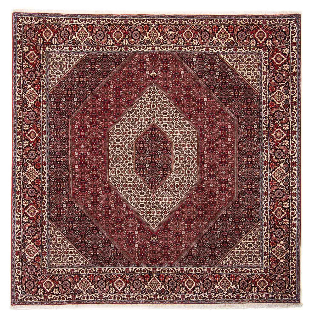 Alfombra persa - Bidjar cuadrado  - 250 x 250 cm - rojo oscuro