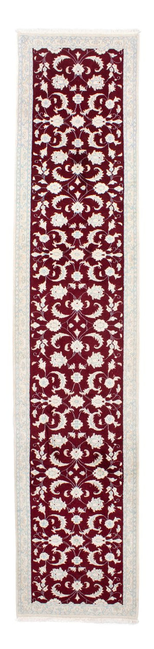 Alfombra de pasillo Alfombra persa - Nain - 398 x 84 cm - rojo oscuro