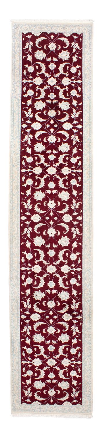 Alfombra de pasillo Alfombra persa - Nain - 398 x 84 cm - rojo oscuro