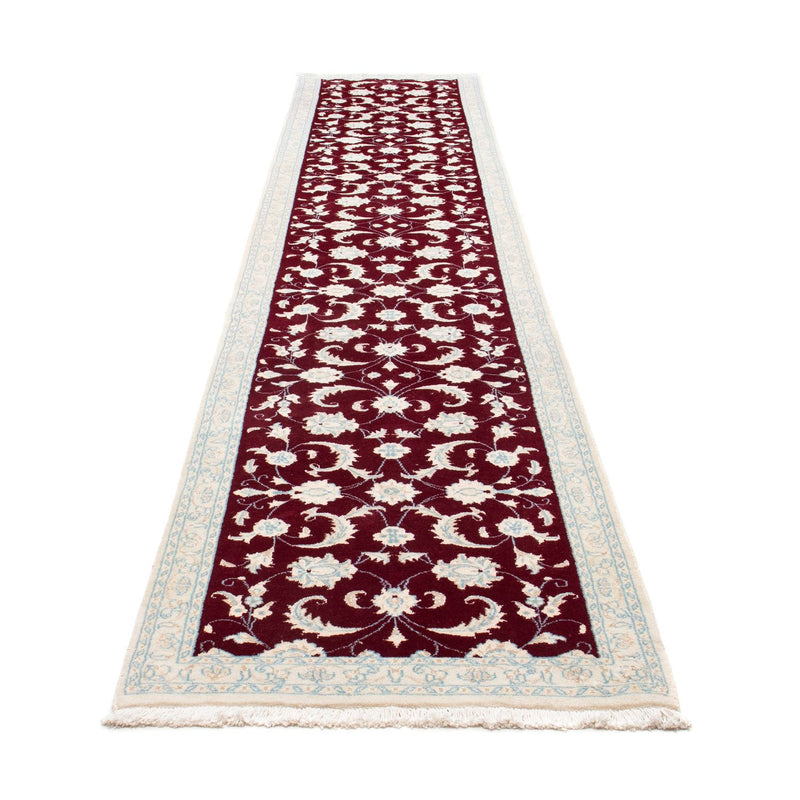Alfombra de pasillo Alfombra persa - Nain - 398 x 84 cm - rojo oscuro