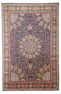 Alfombra Persa - Tabriz - Real - 436 x 292 cm - azul oscuro