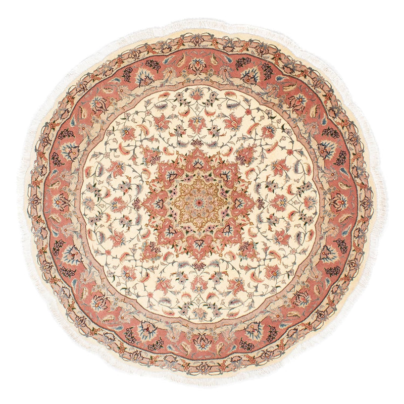Alfombra Persa - Tabriz - Real redondo  - 150 x 150 cm - beige