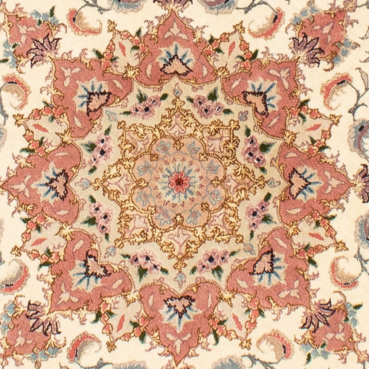 Alfombra Persa - Tabriz - Real redondo  - 150 x 150 cm - beige