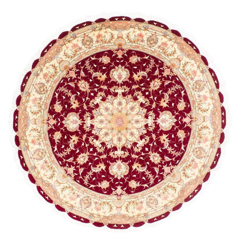 Alfombra Persa - Tabriz - Real redondo  - 150 x 150 cm - rojo oscuro