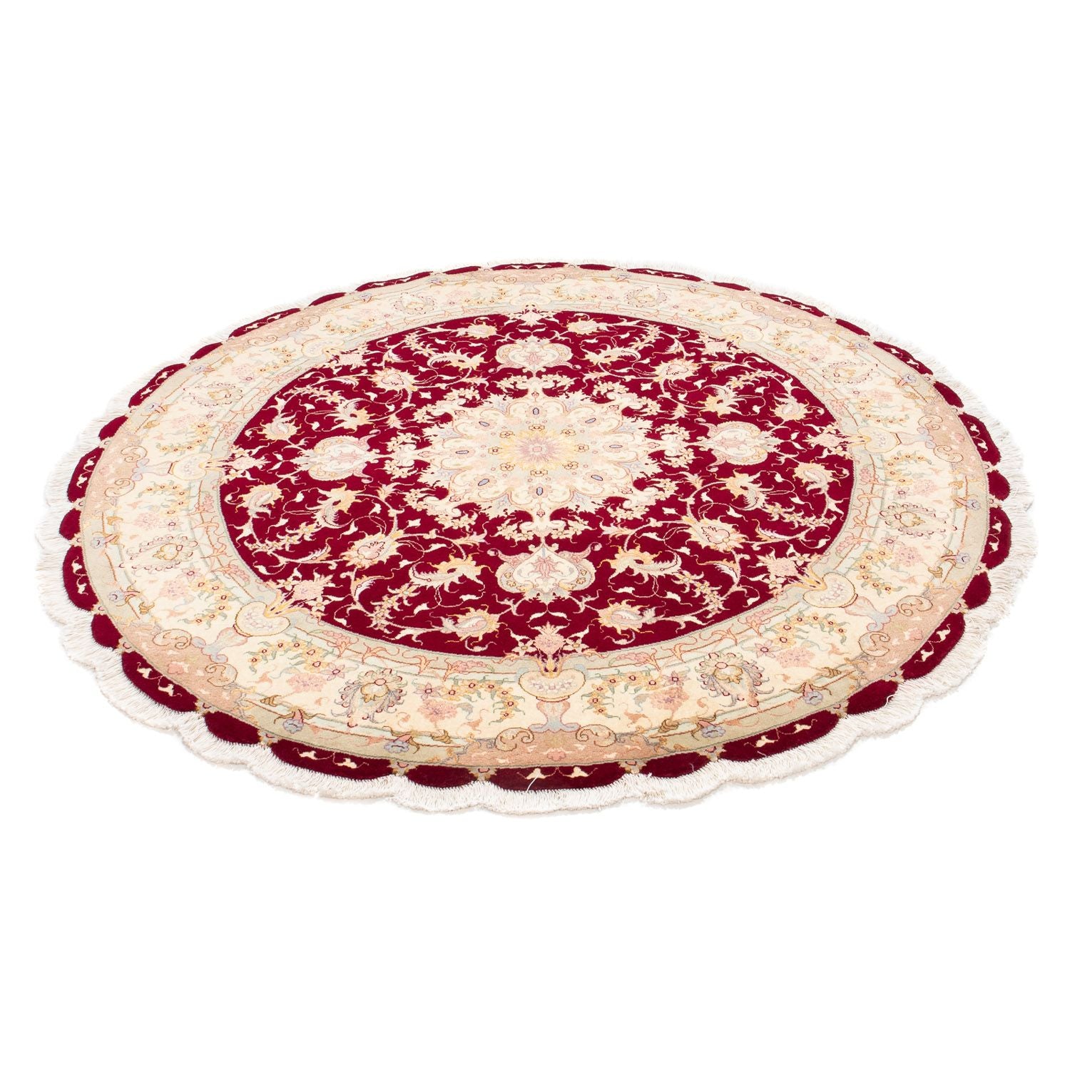 Alfombra Persa - Tabriz - Real redondo  - 150 x 150 cm - rojo oscuro