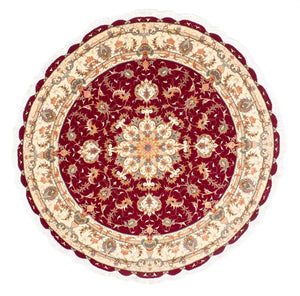 Alfombra Persa - Tabriz - Real redondo  - 150 x 150 cm - rojo oscuro