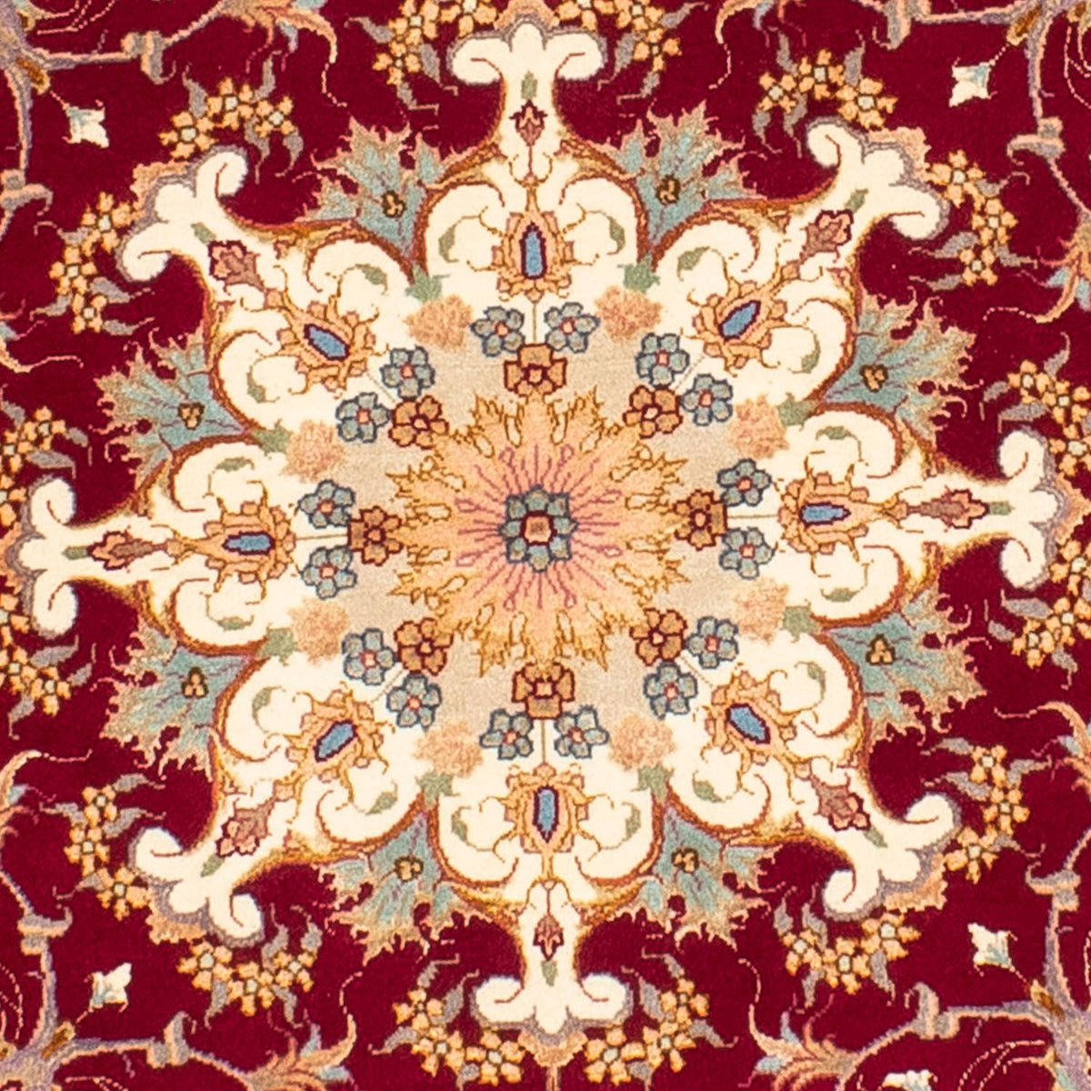 Alfombra Persa - Tabriz - Real redondo  - 150 x 150 cm - rojo oscuro