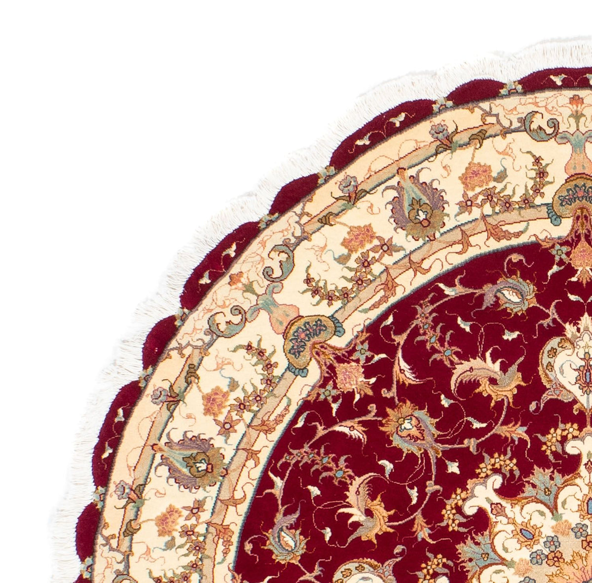 Alfombra Persa - Tabriz - Real redondo  - 150 x 150 cm - rojo oscuro