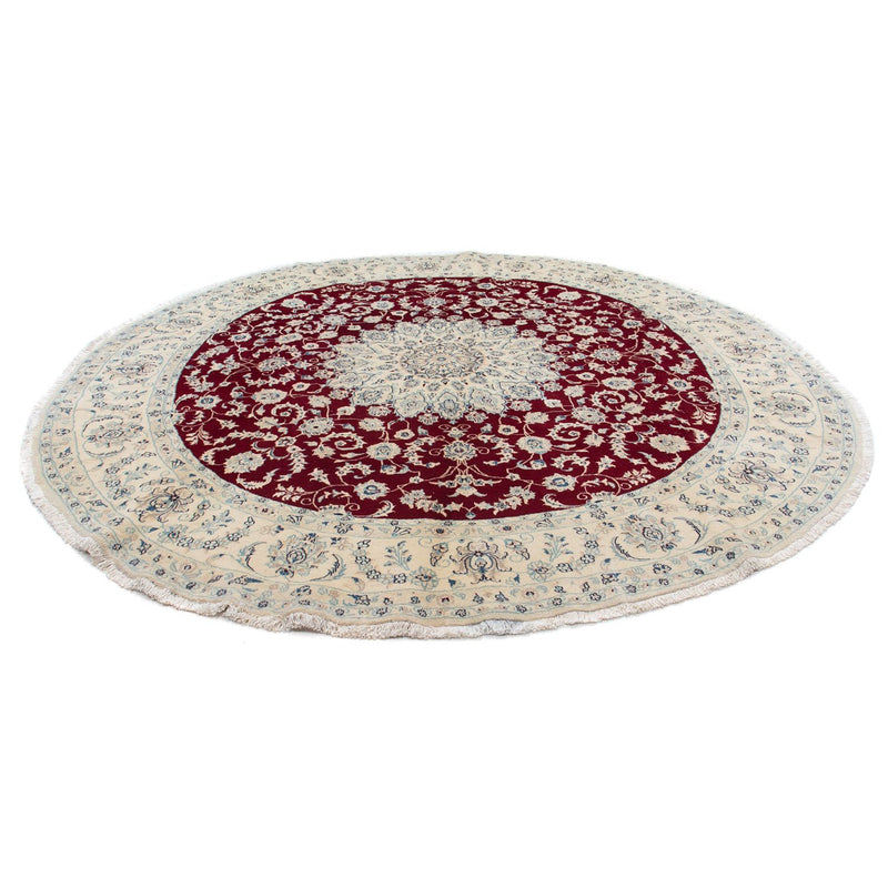 Alfombra persa - Nain redondo  - 302 x 302 cm - rojo oscuro