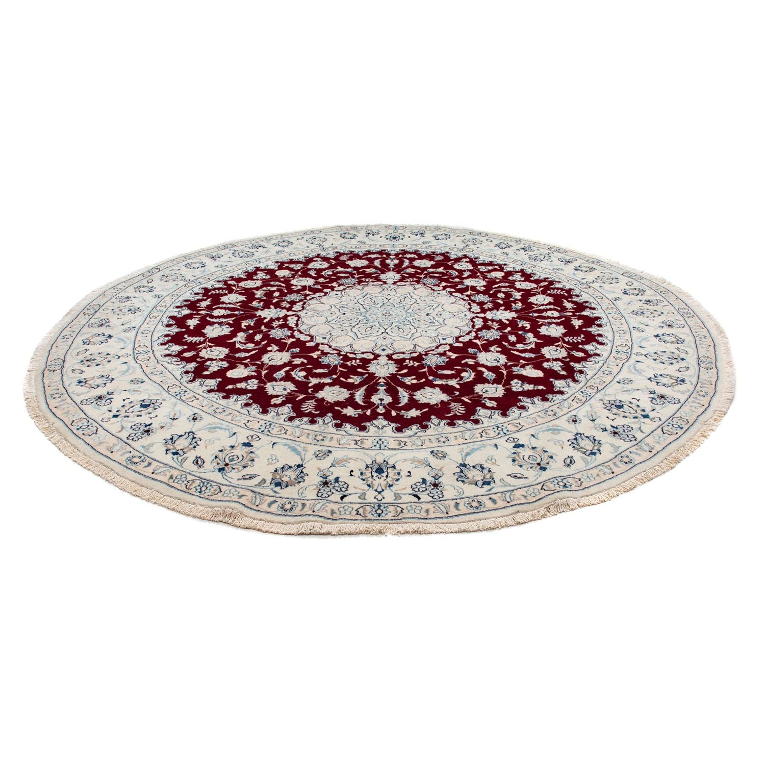 Alfombra persa - Nain redondo  - 297 x 297 cm - rojo oscuro