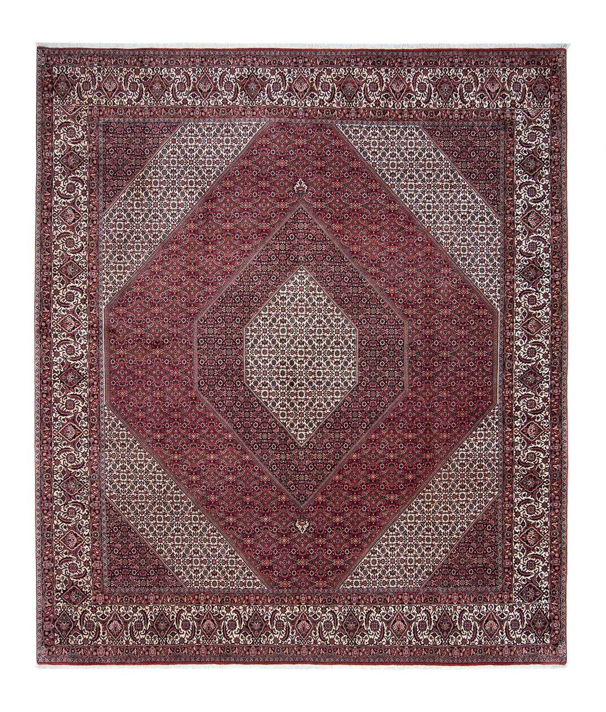 Alfombra persa - Bidjar - 340 x 300 cm - rojo oscuro