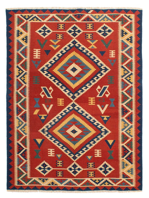 Alfombra Kelim - Oriental - 217 x 160 cm - rojo oscuro
