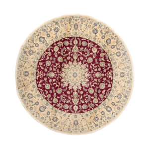 Alfombra persa - Nain redondo  - 245 x 245 cm - rojo oscuro
