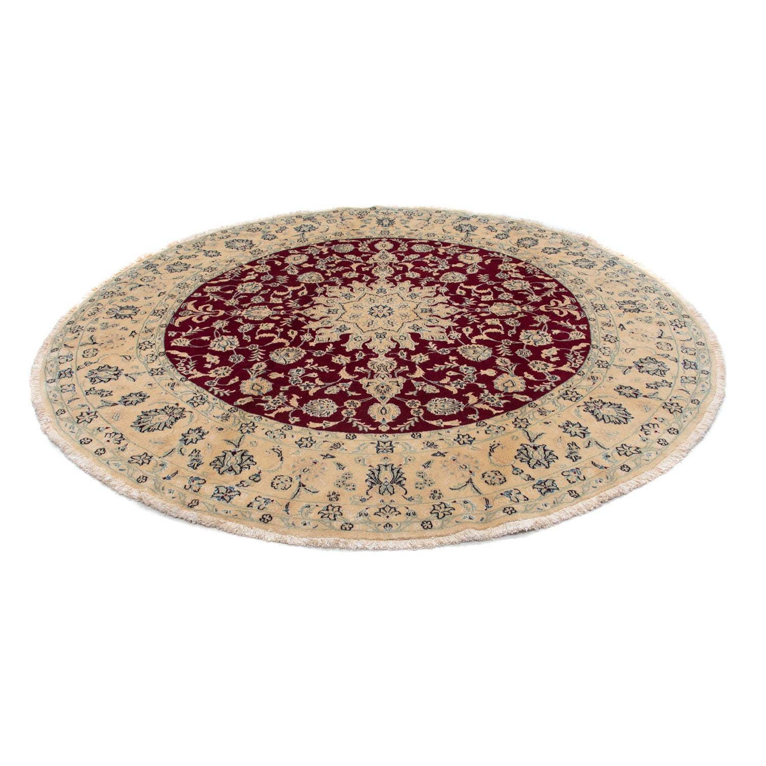 Alfombra persa - Nain redondo  - 245 x 245 cm - rojo oscuro