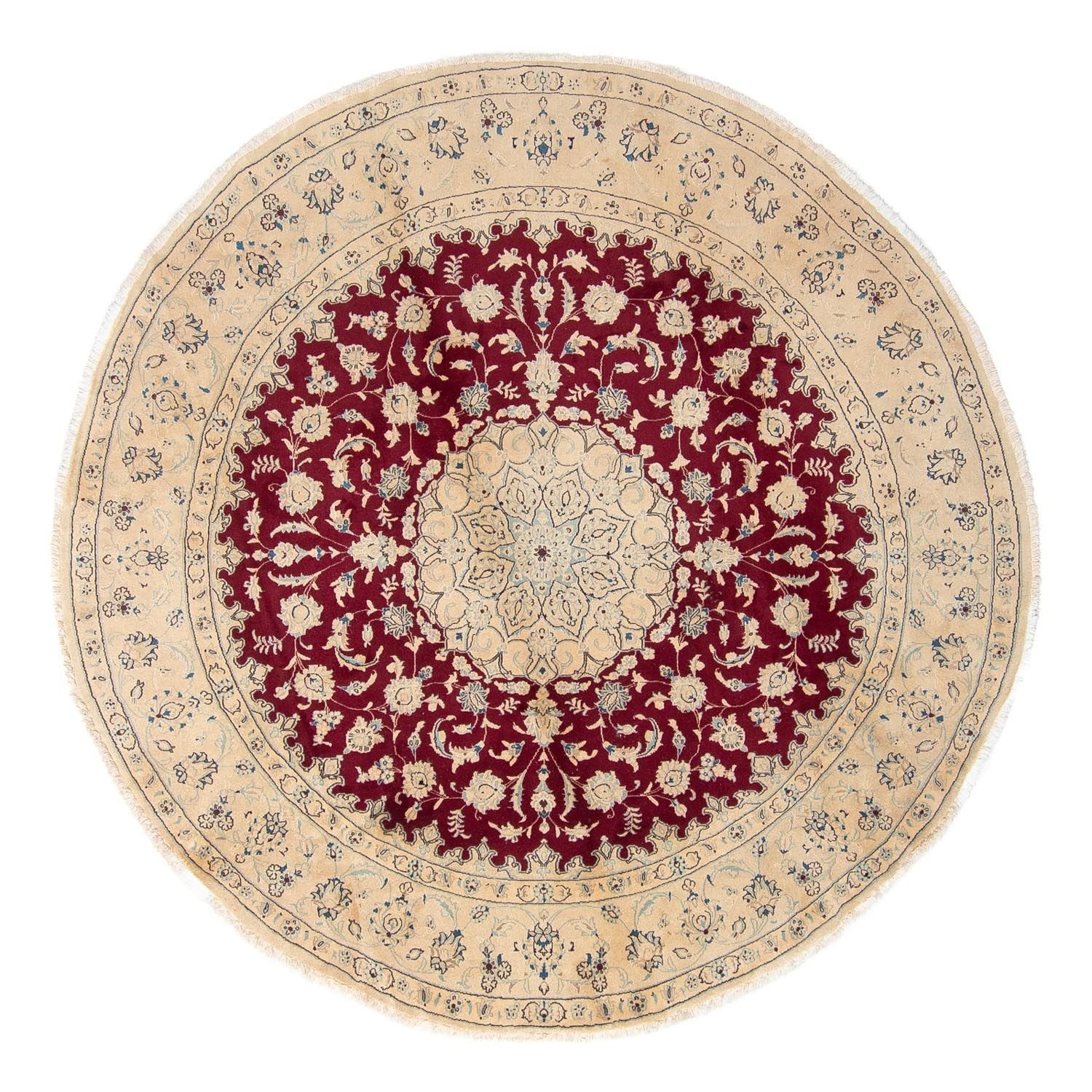 Alfombra persa - Nain redondo  - 287 x 287 cm - rojo oscuro