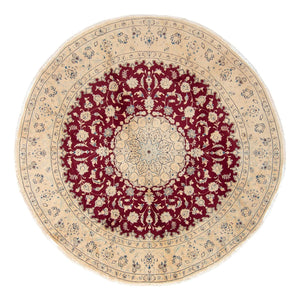 Alfombra persa - Nain redondo  - 287 x 287 cm - rojo oscuro