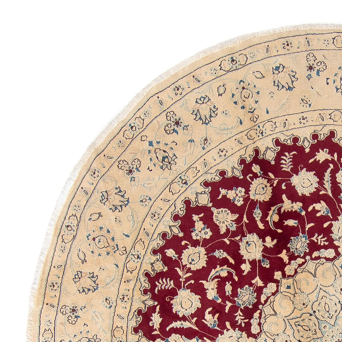 Alfombra persa - Nain redondo  - 287 x 287 cm - rojo oscuro