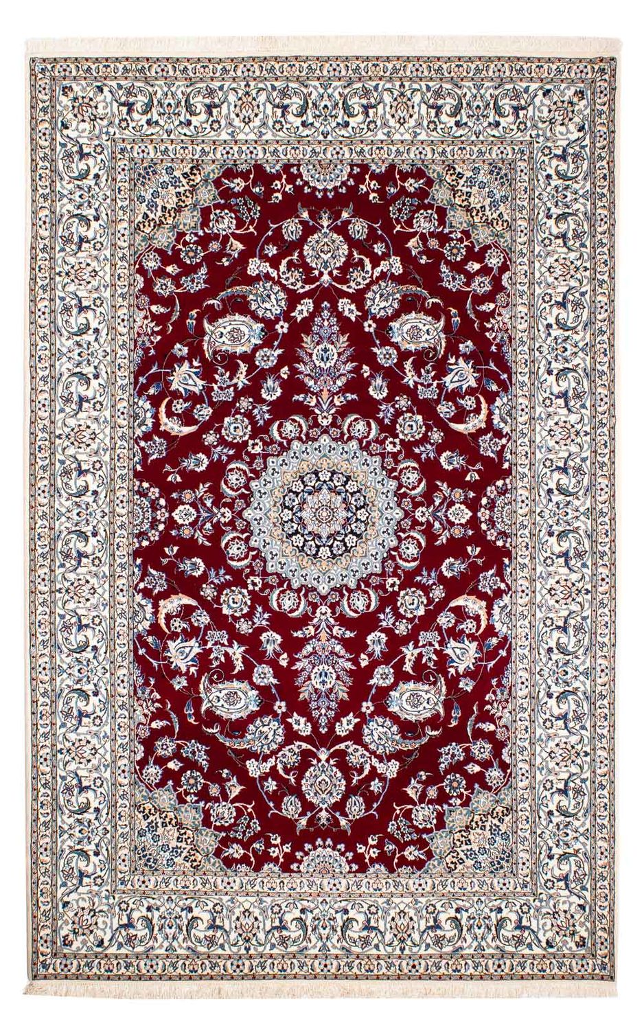 Alfombra Persa - Nain - Prima - 238 x 151 cm - rojo oscuro
