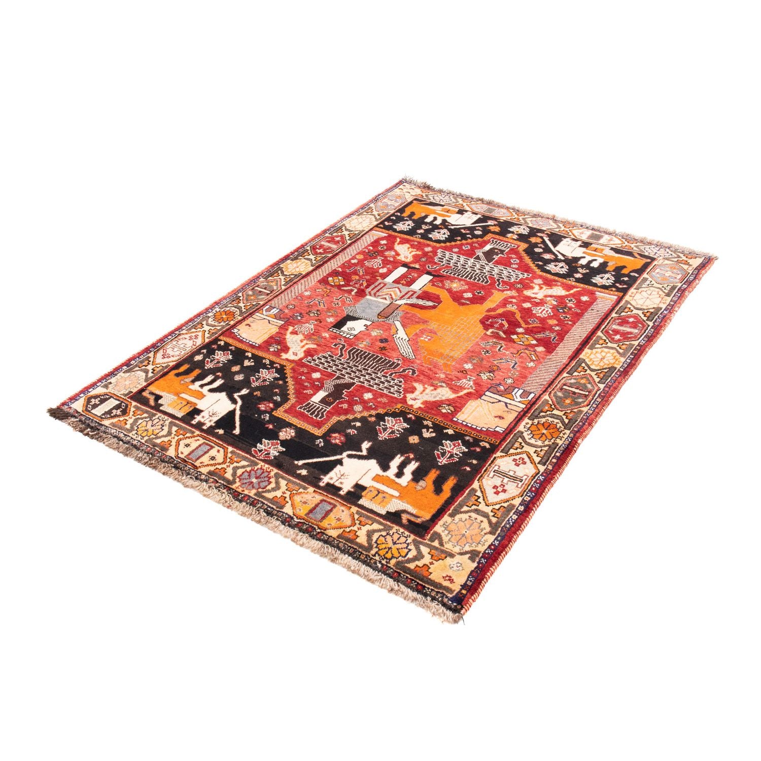 Alfombra persa - Nómada - 155 x 111 cm - rojo oscuro
