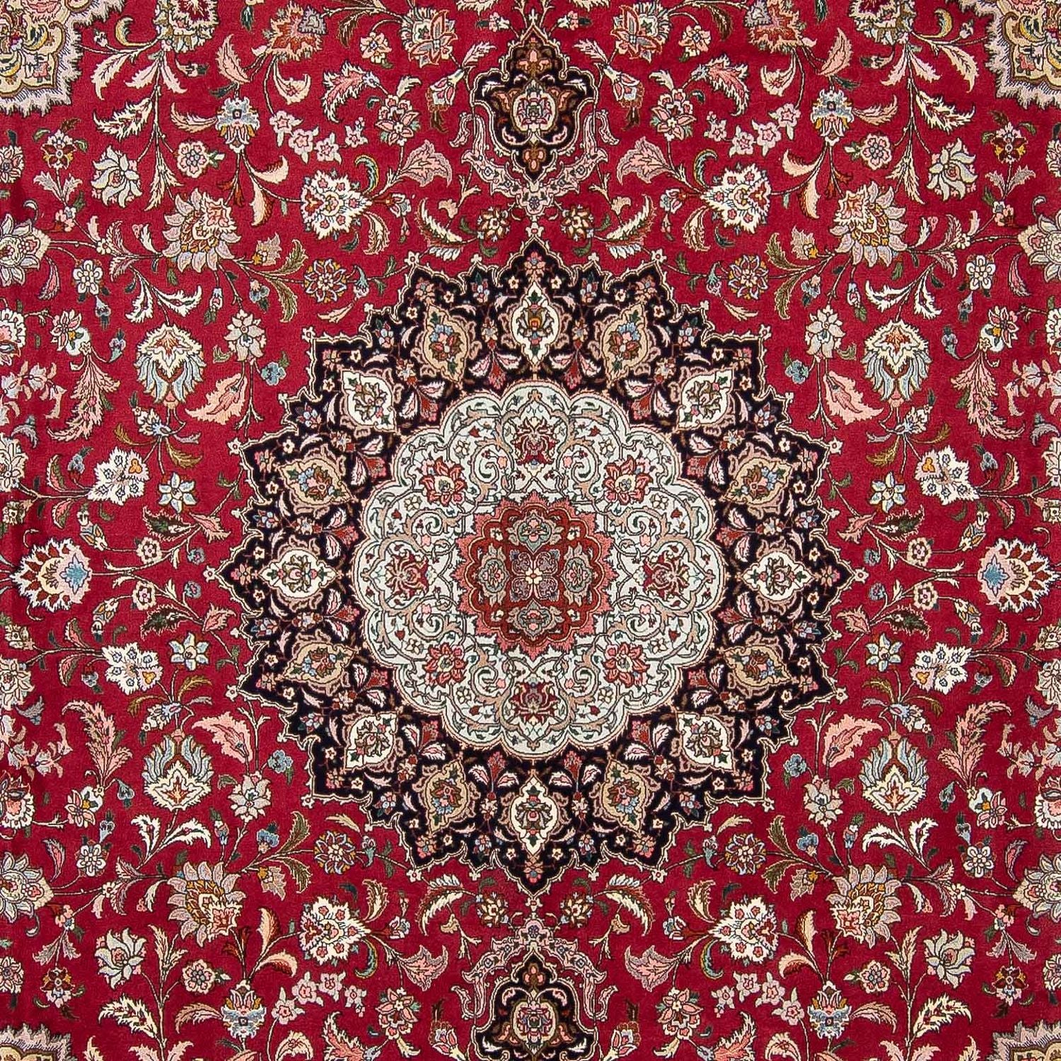 Alfombra persa - Tabriz cuadrado  - 303 x 300 cm - rojo oscuro