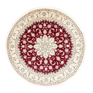 Alfombra persa - Nain redondo  - 245 x 245 cm - rojo oscuro