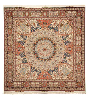 Alfombra Persa - Tabriz - Real cuadrado  - 264 x 253 cm - marrón claro