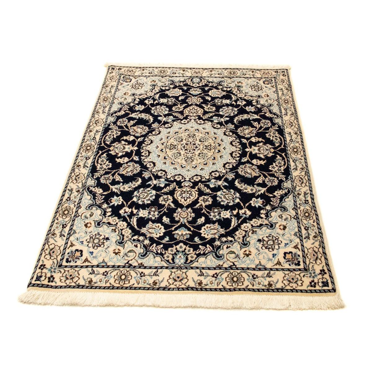 Alfombra Persa - Nain - Real - 128 x 87 cm - azul oscuro