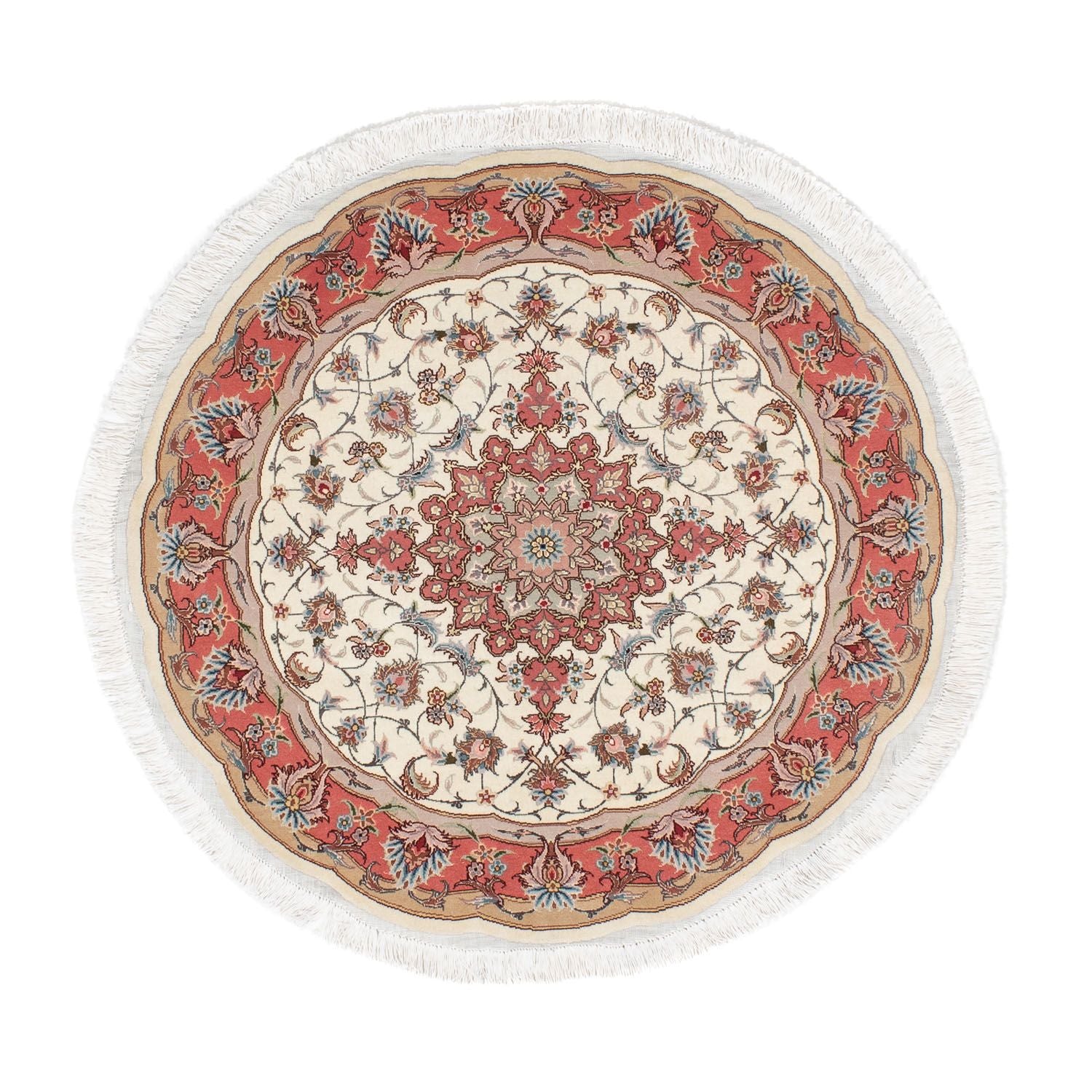 Alfombra Persa - Tabriz - Real redondo  - 98 x 98 cm - beige