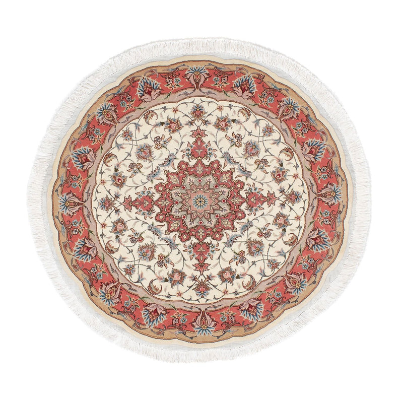 Alfombra Persa - Tabriz - Real redondo  - 98 x 98 cm - beige