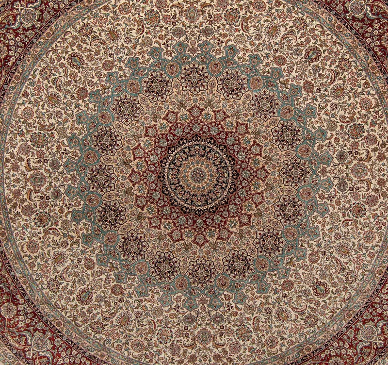Alfombra oriental - Hereke redondo  - 215 x 215 cm - marrón claro
