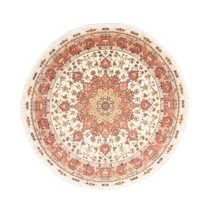 Alfombra Persa - Tabriz - Real redondo  - 207 x 207 cm - beige