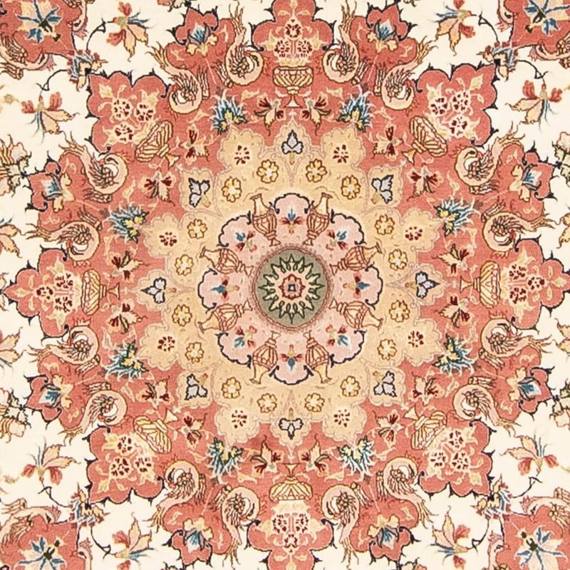 Alfombra Persa - Tabriz - Real redondo  - 207 x 207 cm - beige