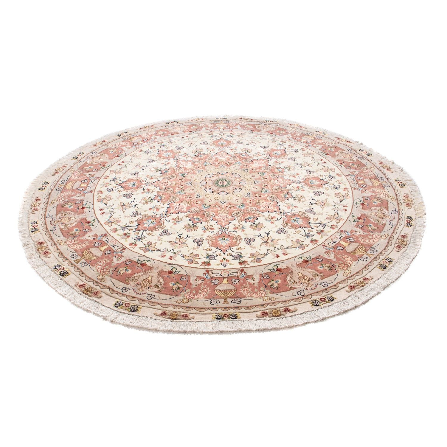 Alfombra Persa - Tabriz - Real redondo  - 207 x 207 cm - beige