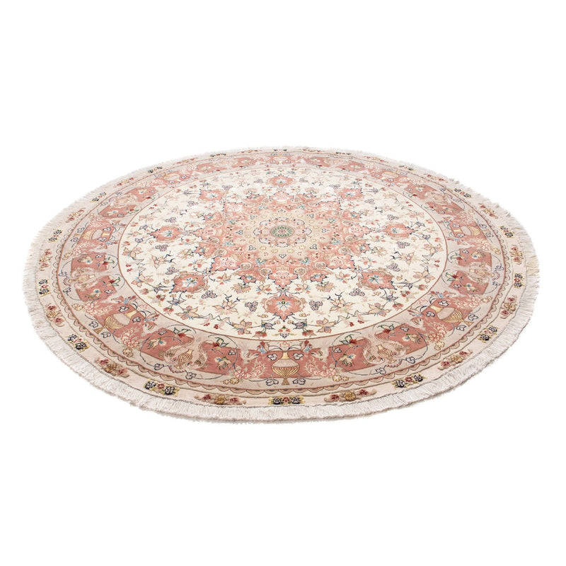 Alfombra Persa - Tabriz - Real redondo  - 207 x 207 cm - beige