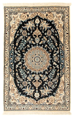Alfombra Persa - Nain - Real - 133 x 83 cm - azul oscuro