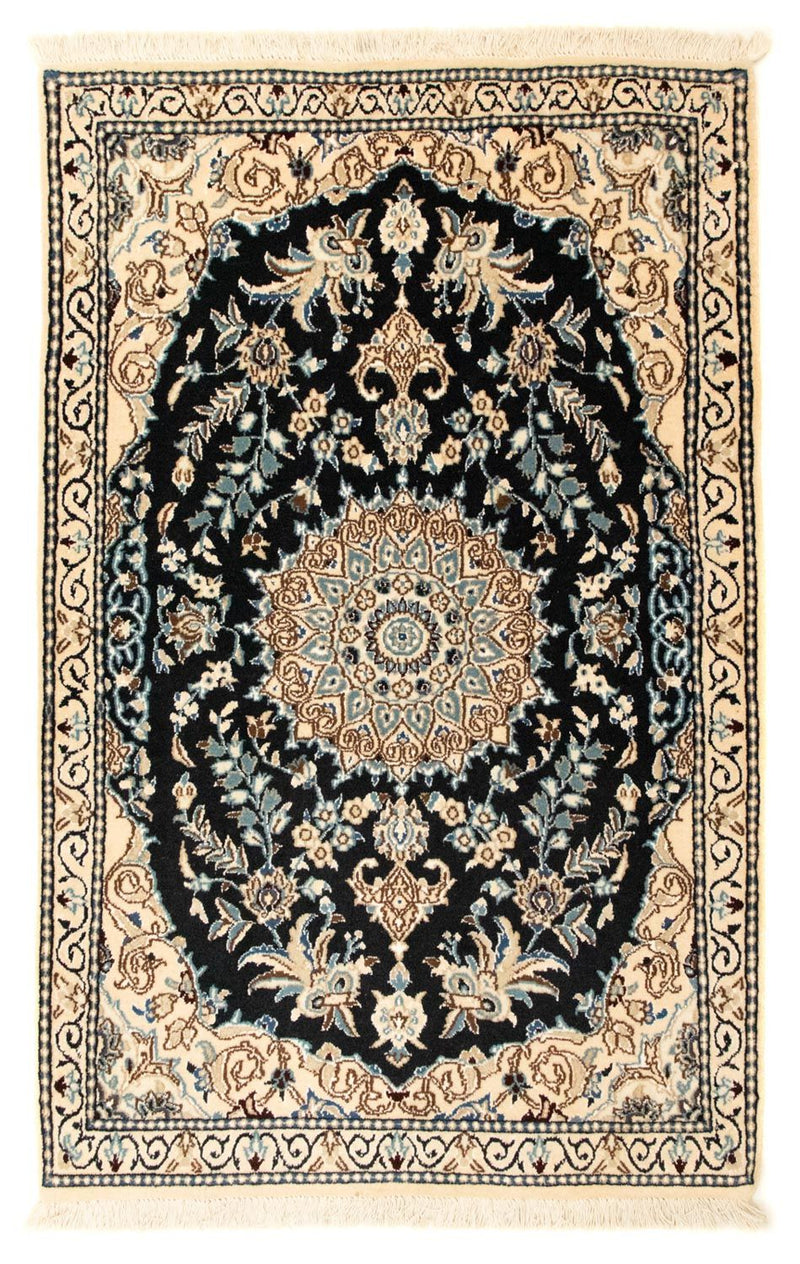Alfombra Persa - Nain - Real - 133 x 83 cm - azul oscuro