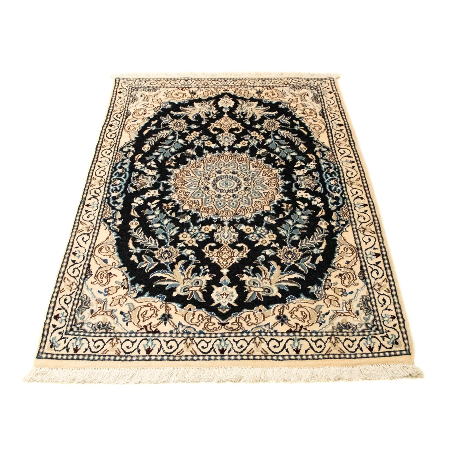 Alfombra Persa - Nain - Real - 133 x 83 cm - azul oscuro