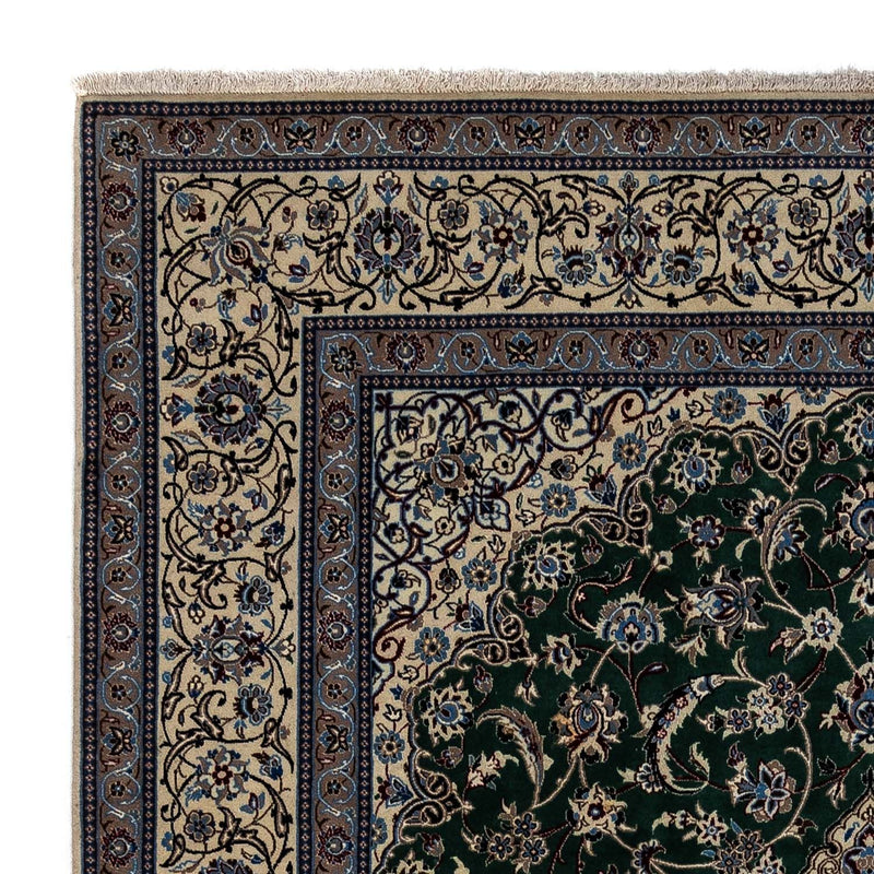 Alfombra Persa - Nain - Real - 354 x 245 cm - verde oscuro