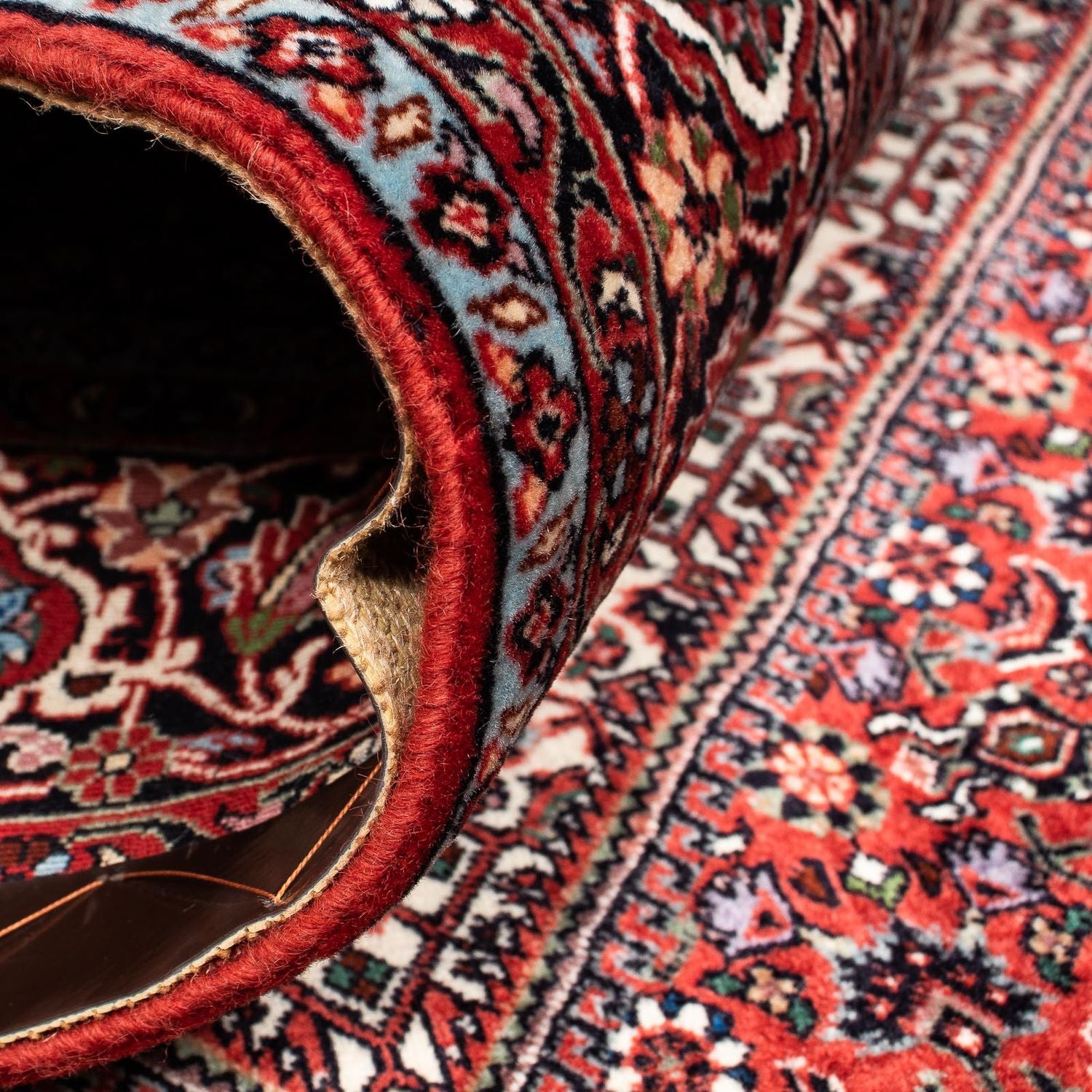 Alfombra persa - Bidjar - 254 x 174 cm - rojo oscuro