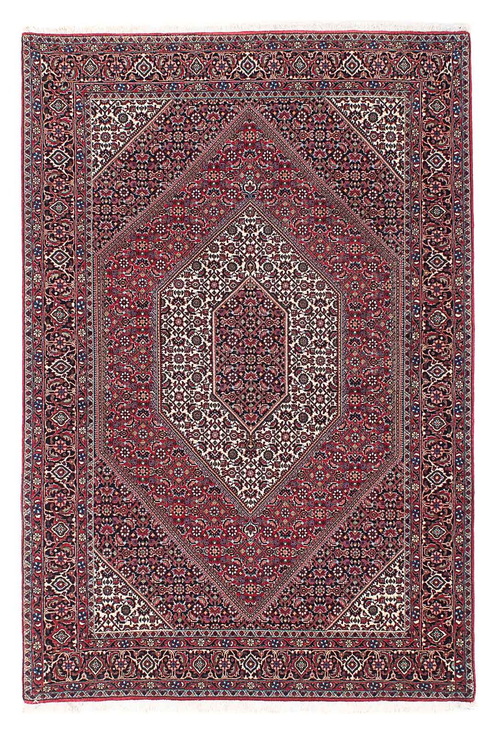 Alfombra persa - Bidjar - 206 x 132 cm - rojo oscuro